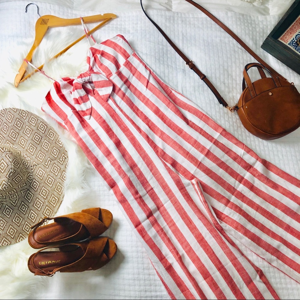 FOREVER 21 Tie-Front Striped Pantsuit